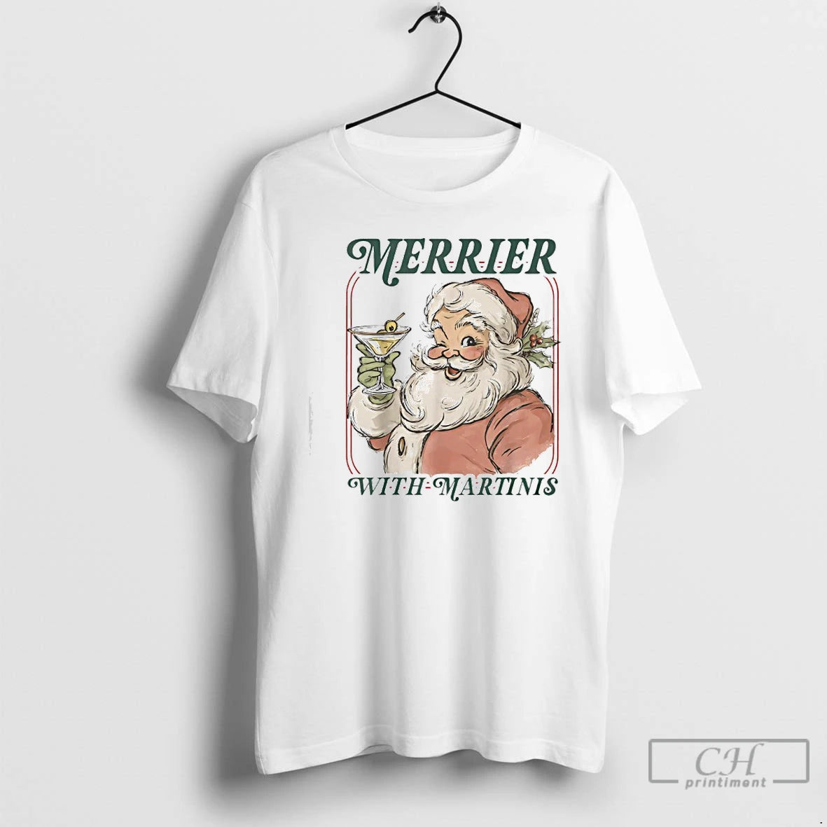 Classic Merrier With A Martini Santa Christmas Cocktail T-Shirts, Hoodie, Sweatshirt | DripVista.com