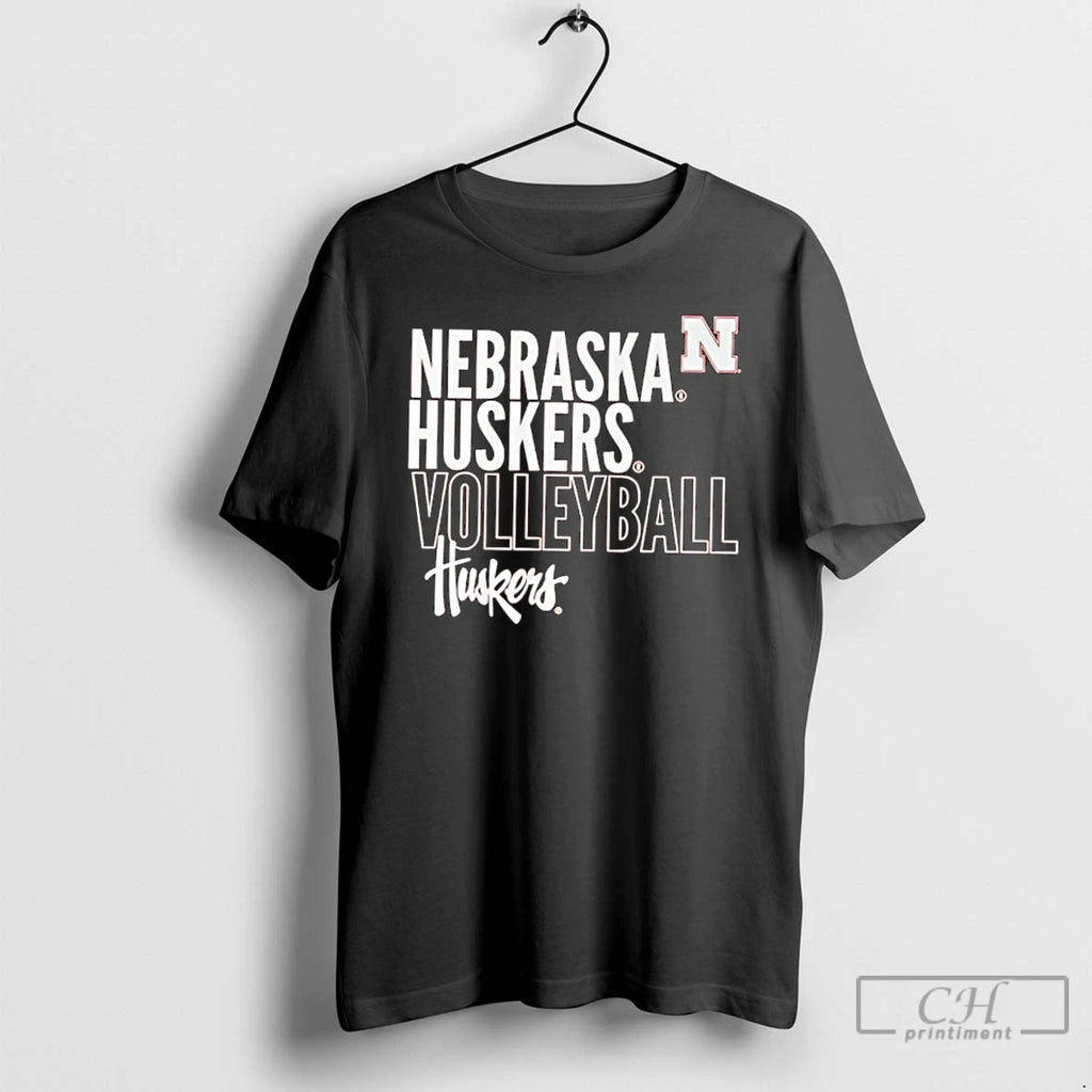 Classic Nebraska Cornhuskers Womens Volleyball Text Logo Overlay T-Shirts, Hoodie, Sweatshirt | DripVista.com
