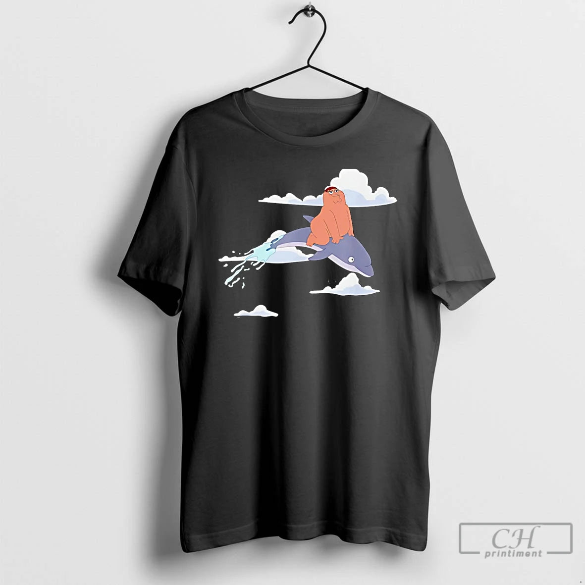 Classic Peter Griffin Family Guy Riding A Dolphin T-Shirts, Hoodie, Sweatshirt | DripVista.com