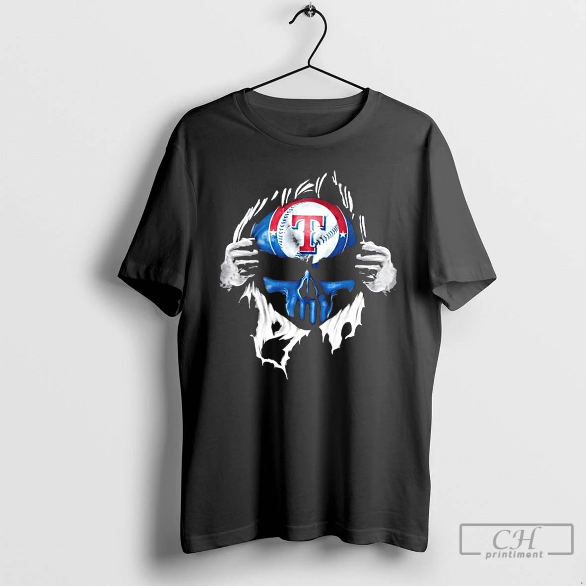 Classic Ripped From The Chest Skull Deep Texas Rangers Till The Grave T Shirts Sweater Hoodie, Sweatshirt | DripVista.com