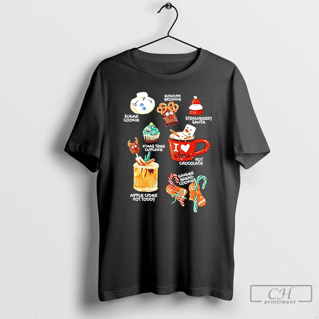 Classic Rudolph Brownie Sugar Cookies Hot Chocolate Strawberry Santa Merry Christmas 2025 T Shirts Sweater Hoodie, Sweatshirt