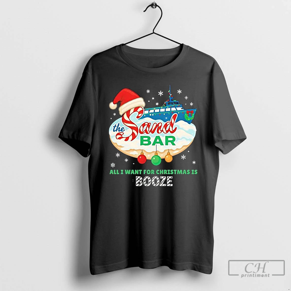 Classic Sandbar Christmas All I Want For Christmas Is Booze Graphic T-Shirts, Hoodie, Sweatshirt | DripVista.com