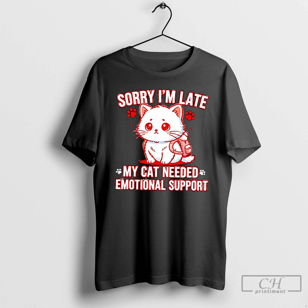 Classic Sorry Im Late My Cat Needed Emotional Support T-Shirts, Hoodie, Sweatshirt | DripVista.com