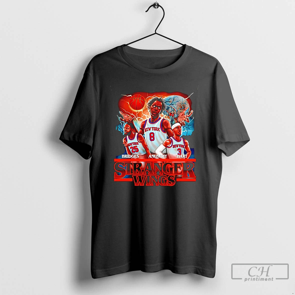 Classic Stranger Wings Stranger Thing Bridges Anunoby Hart Ny Knicks T-Shirts, Hoodie, Sweatshirt | DripVista.com