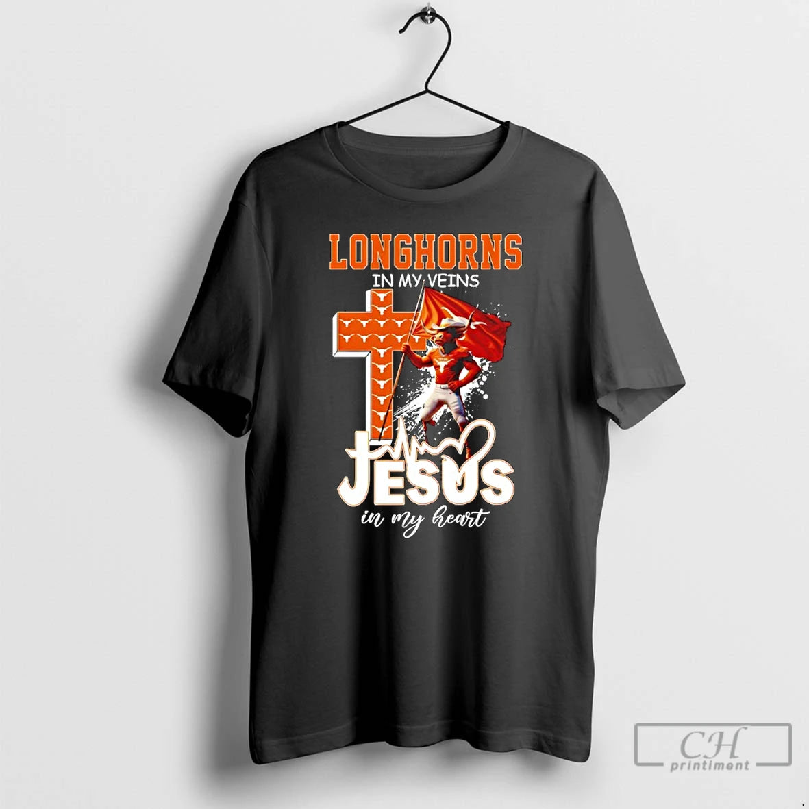 Classic Texas Longhorns In My Veins Jesus In My Heart Flag T-Shirts, Hoodie, Sweatshirt | DripVista.com