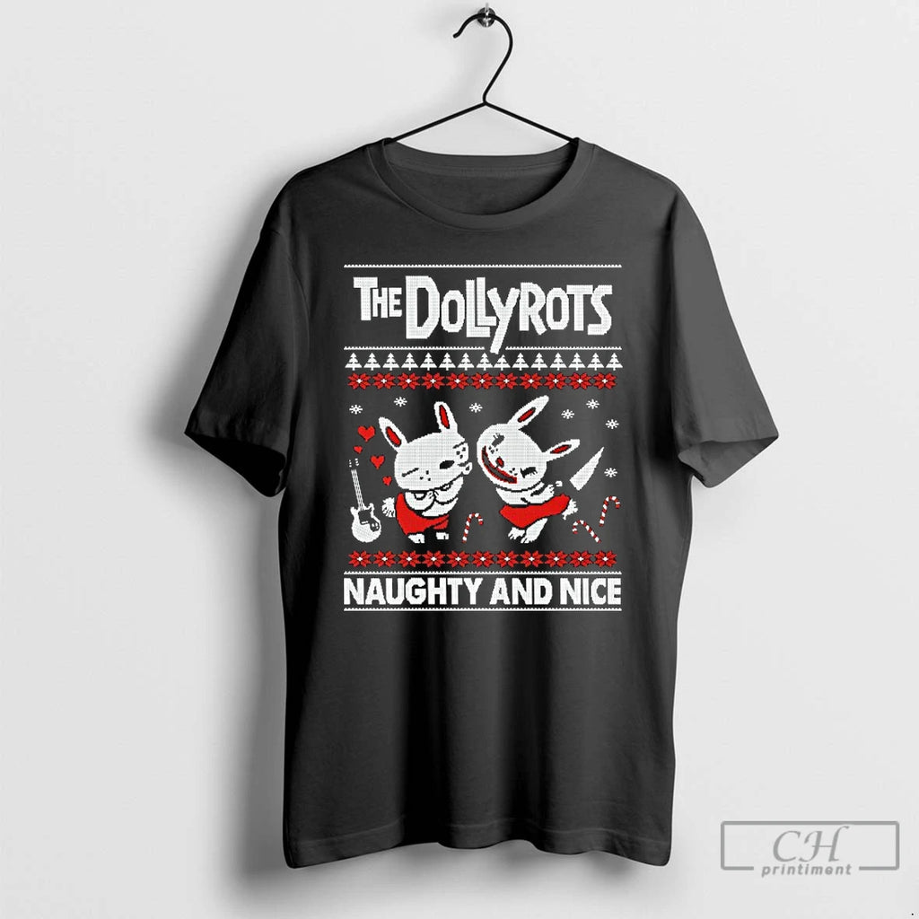 Classic The Dollyrots Naughty And Nice Holiday Ugly Christmas T-Shirts, Hoodie, Sweatshirt | DripVista.com