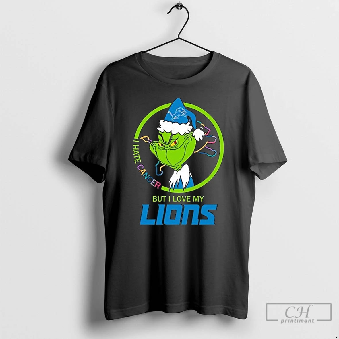 Classic The Grinch I Hate Cancer But I Love My Detroit Lions Merry Christmas T-Shirts, Hoodie, Sweatshirt | DripVista.com