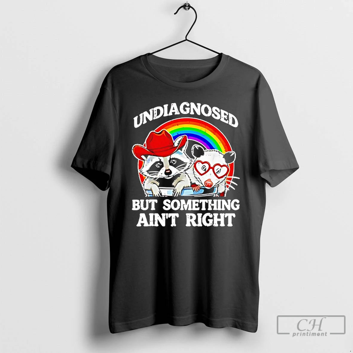 Classic Undiagnosed But Something Aint Right Raccoon Lgbt Rainbow T-Shirts, Hoodie, Sweatshirt | DripVista.com