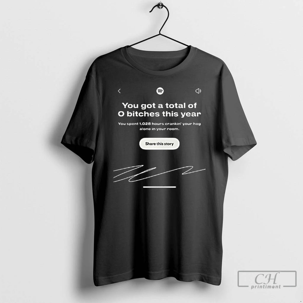 Classic You Got A Total Of 0 Bitches This Year Spotify Wrapped Interface T Shirts Hoodie, Sweatshirt | DripVista.com