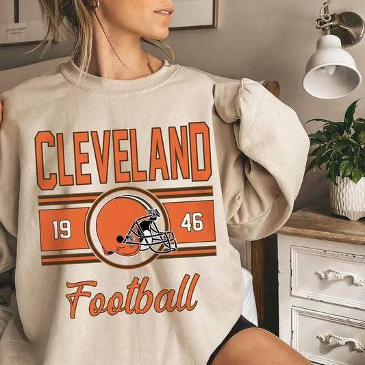 Cleveland Vintage Sweatshirt, Classic Cleveland Football Sweater, Cleveland Football Crewneck, Cleveland Football Sweatshirt for Women