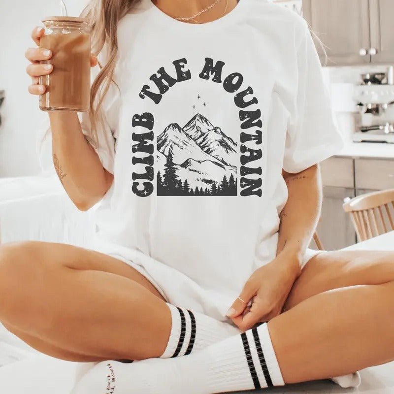 Climb the Mountain ACOTAR ACOSF Jersey Short Sleeve T-Shirt Cotton Crewneck Shortsleeve Casual
