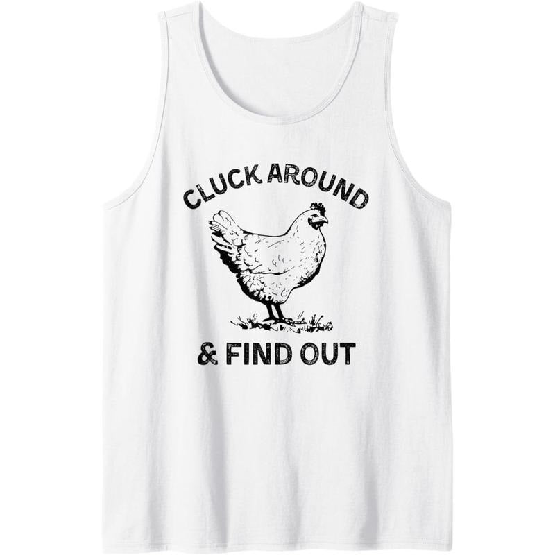 Cluck Around And Find Out Funny Chicken Adult Humor Tank Top made in usa T-Shirts, Hoodie, Sweatshirt | DripVista.com