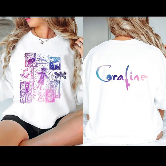Co.rraline Dreaming Halloween Sweatshirt, Famous Movie Halloween Shirt, Halloween Co.ralinee Tee, Spooky Co.raline Doll Button Eyes Sweatshirt, Vintage Coralinee Film Hoodie, Gift for Her