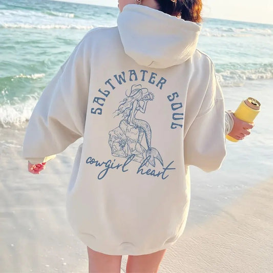Coastal Cowgirl Hooded Sweatshirt Mermaid Core Aesthetic Western Cowgirl Hoodie Beachy Sweatshirt Costal Cowgirl Hoodie