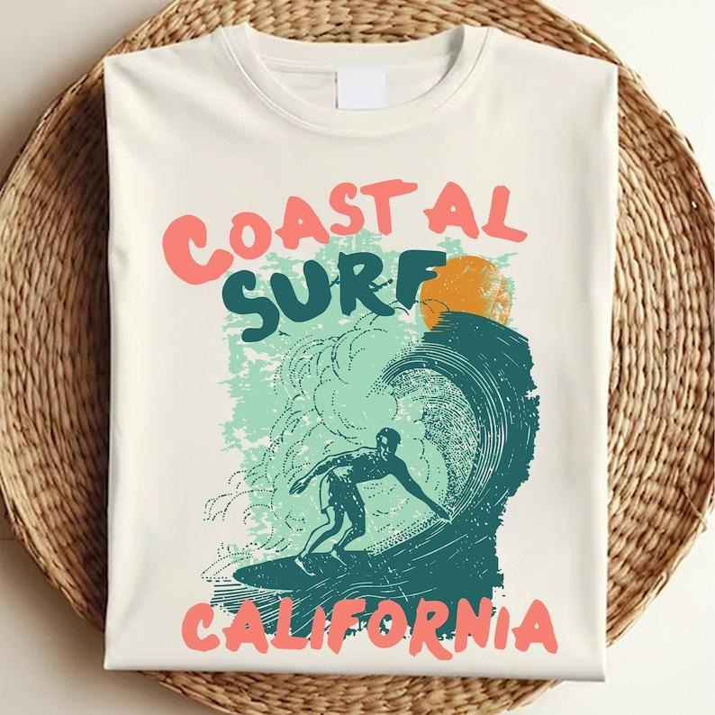 Coastal Surf T-Shirt, Surf Lover Sweatshirt, Trendy Beach Shirts, Surf Sweatshirt, Summer Shirt, Ocean T-Shirt, Surf Lover Gift, Surf Shirts