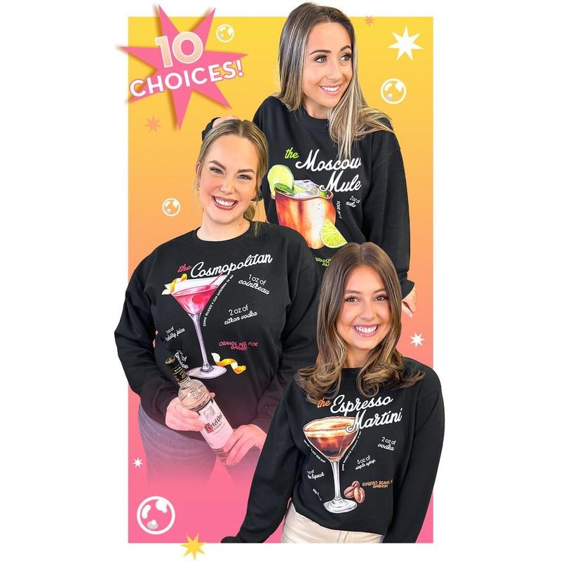 Cocktail Recipe Graphic Sweatshirt T-Shirts, Hoodie | DripVista.com