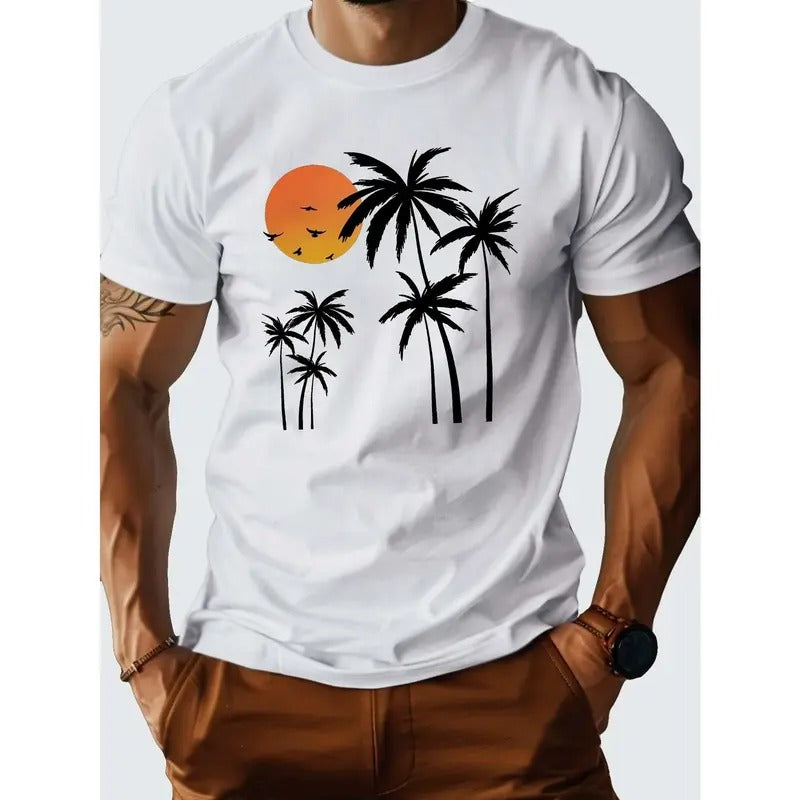 Coconut Trees At Dusk Pure Cotton Men's Tshirt Comfort Fit Made in USA Hoodie, Sweatshirt | DripVista.com