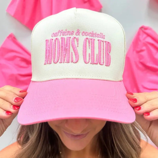 'Coffee & Cocktails Moms Club' 3D Embroidered Snapback Trucker Hat