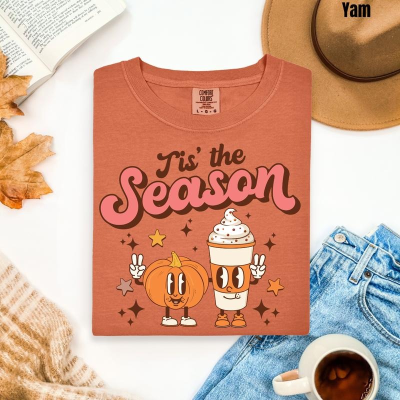 Coffee & Pumpkin Tis The Season Comfort Colors T-Shirt 'NLB' Hoodie, Sweatshirt | DripVista.com