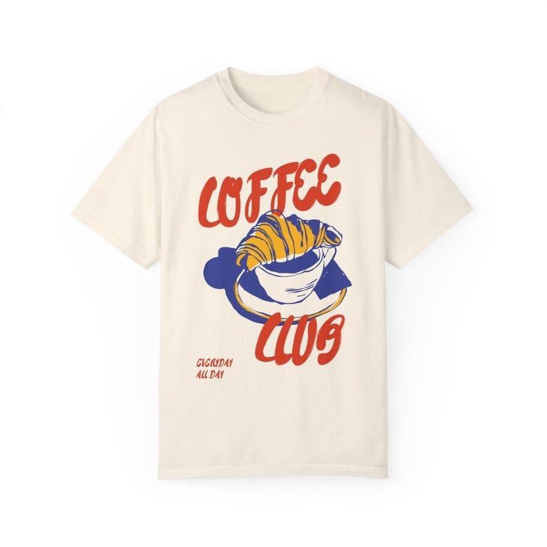 Coffee Club Tee, coffee lover aesthetic graphic tee, gift for coffee lover, trendy gen z preppy, Graphic tee, Fashion...