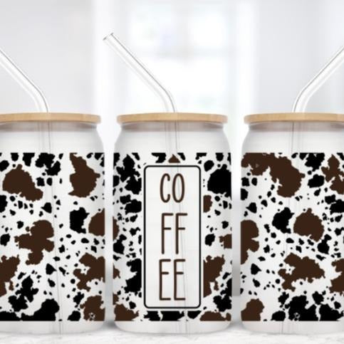 Coffee Cow Print 16 oz Frosted Glass Tumbler T-Shirts, Hoodie, Sweatshirt | DripVista.com