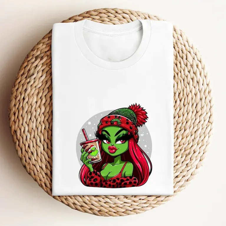 Coffee Grinchhh T, Christmas Cute Christmas Tee