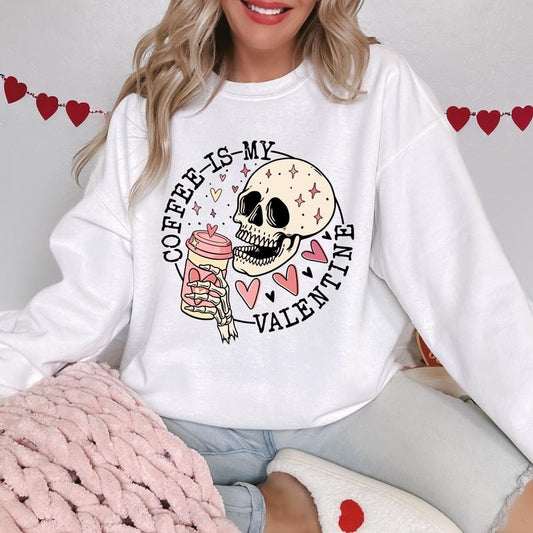 Coffee Is My Valentine Skull Unisex Gildan Sweatshirt
