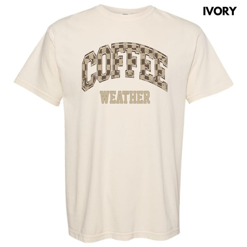 Coffee Weather Checkered Comfort Colors T-Shirt 'NLB' Hoodie, Sweatshirt | DripVista.com
