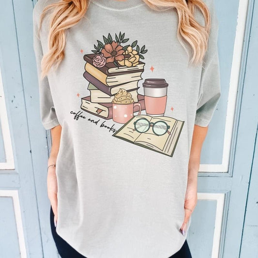 Coffee and Books T Shirt Hoodie Sweater, Coffee Shirt, Book Lover T-Shirt, Book Gift, Gift for Mom, Coffe Lover Gift Tee, Gift for Book Lover
