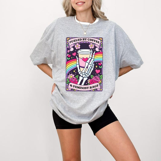 Coffee and Feminist Rage T-Shirt,Funny Feminist Shirt, Anti Patriarchy, Womens Rights Tee, Sarcastic Boho Retro Feminism Tee, Trendy Shirts
