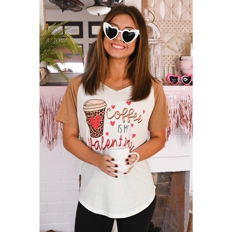 Coffee is My Valentine V-Neck T-Shirts, Hoodie, Sweatshirt | DripVista.com