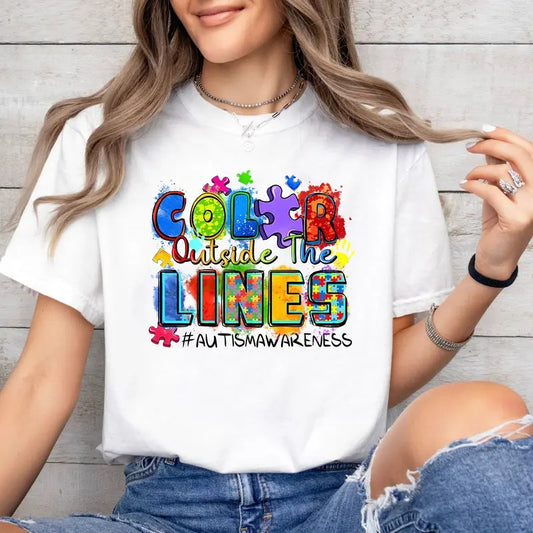 Color Outside The Lines Autism Awareness Shirt, Autism Awareness Shirt, Autism Mom Shirt, Autism Tee, Neurodiversity Tee, Equality Shirt