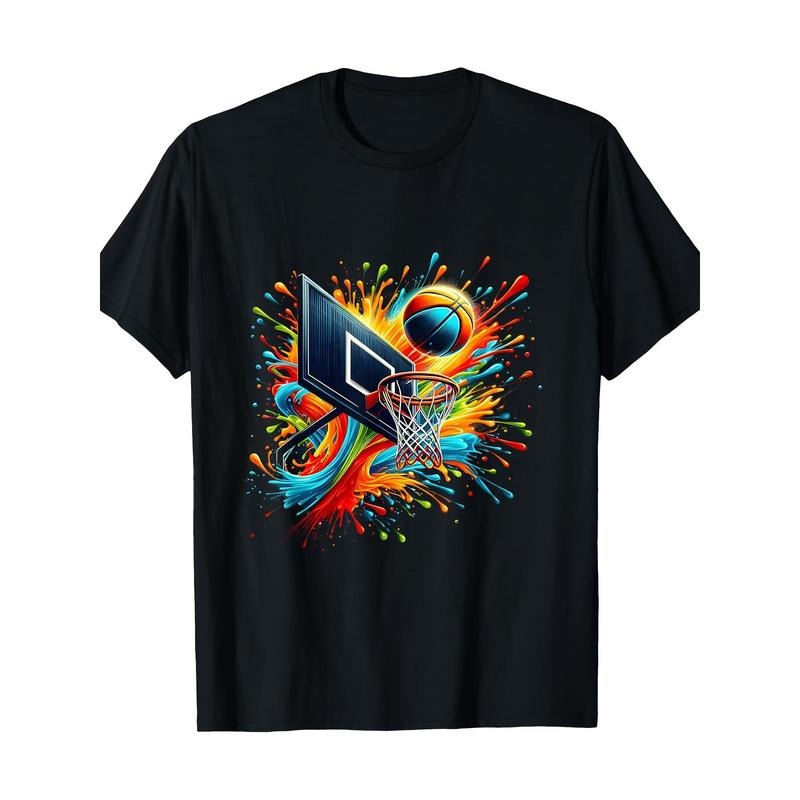 Colorful Basketball Tie-dye Color Splash Basketball Nets T-shirt -100% Cotton Made in USA Hoodie, Sweatshirt | DripVista.com
