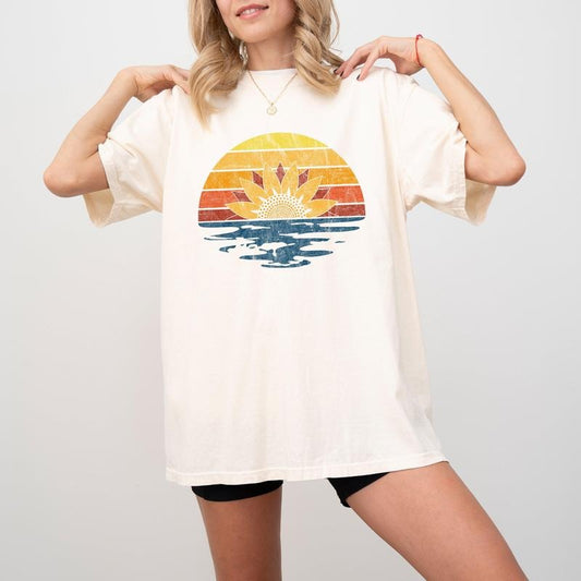 Colorful Beach Floral Sunset, Summer Vibes, California Dreaming, Vacation, Hot Girl Summer, Tshirt, Women's Comfort Color Tee, Tshirt