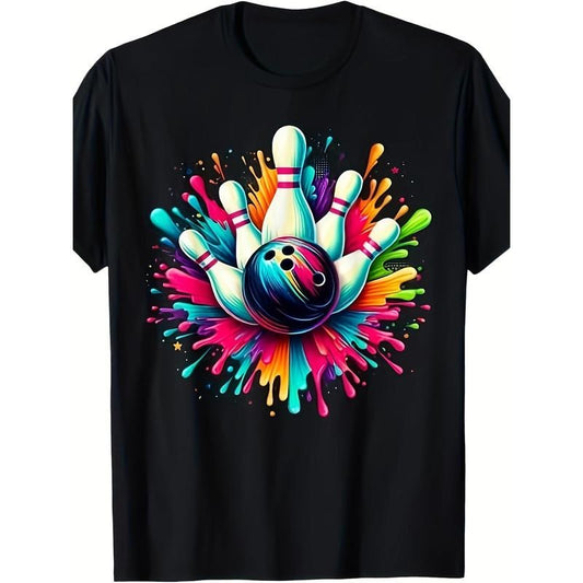 Colorful Bowling Game Day Bowling Cute Colorsplash Ball T-Shirt made in usa