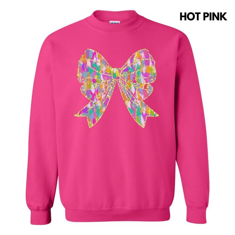 Colorful Brushstroke Bow Sweatshirt 'NLB'