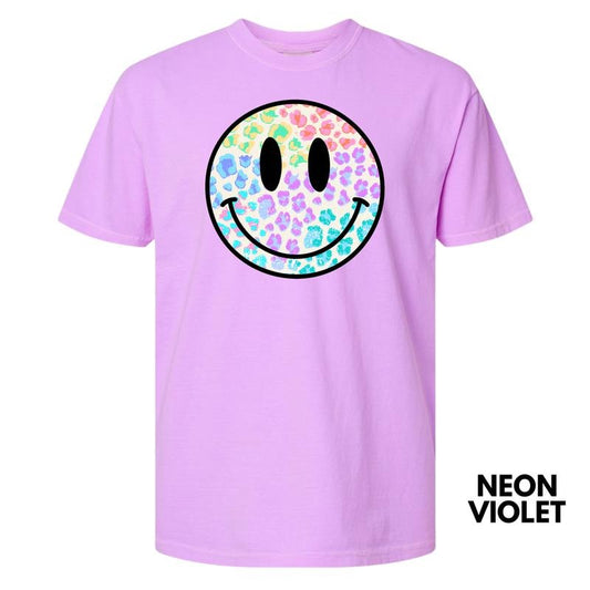 Colorful Cheetah Happy Face Comfort Colors T-Shirt 'NLB'