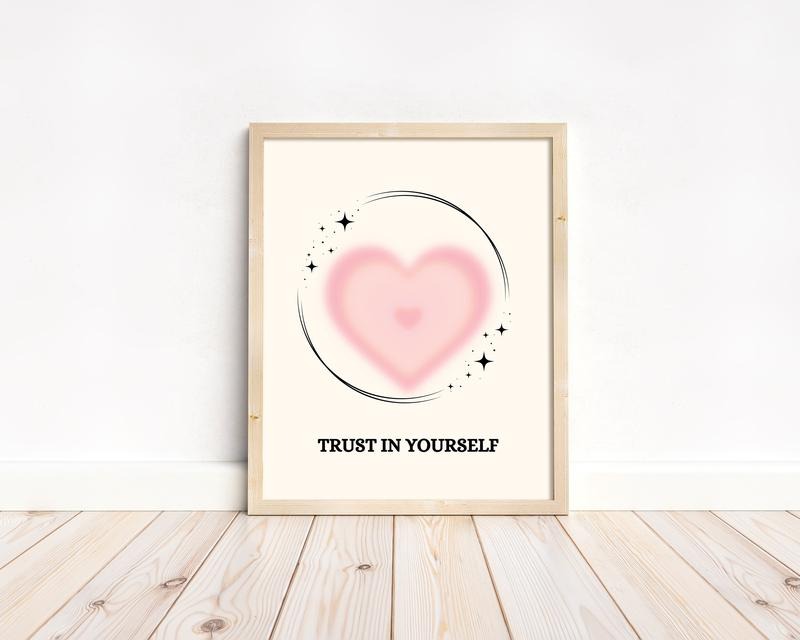 Colorful Heart Poster, Spiritual Message Art, Pink Wall Decor New Room, Happy Spring Decor, Gifts For Bff Besties Wall...