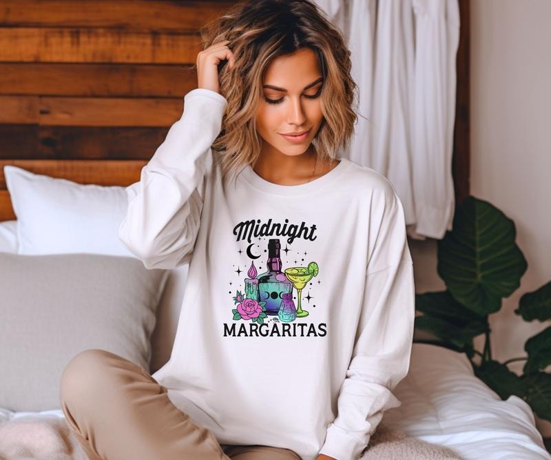 Colorful Midnight Margaritas Crewneck Sweatshirt T-Shirts, Hoodie | DripVista.com