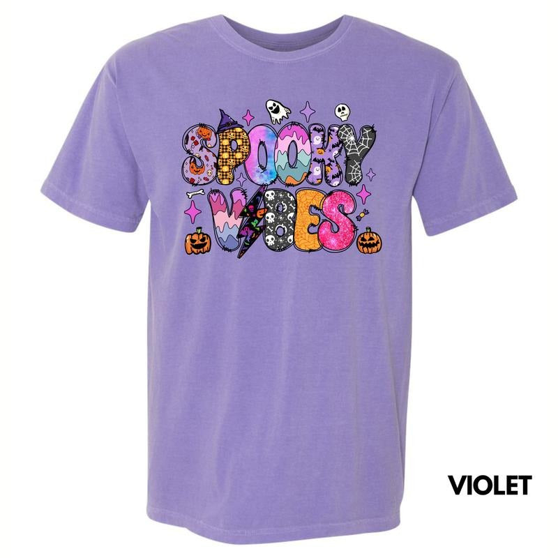 Colorful Spooky Vibes Comfort Colors T-Shirt 'NLB' Hoodie, Sweatshirt | DripVista.com