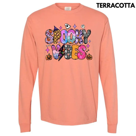 Colorful Spooky Vibes Long Sleeve Comfort Colors T-Shirt 'NLB'