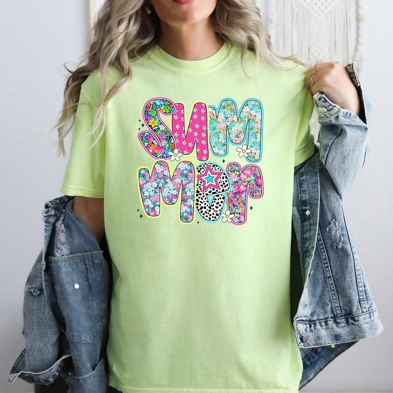 Colorful Summer, Retro, Floral, Comfort Colors T-Shirt, Women's Comfort Colors Tee Hoodie, Sweatshirt | DripVista.com