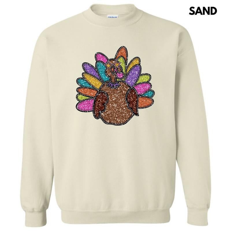 Colorful Turkey FAKE Glitter Sweatshirt 'NLB'