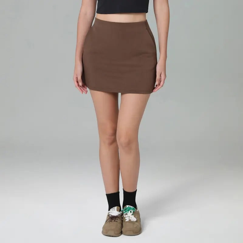 Colorfulkoala Women's Mid-Waist Modal A-Line Skirt with Side Pockets Slimming Waist Design for Sports, Work & Casual Wear