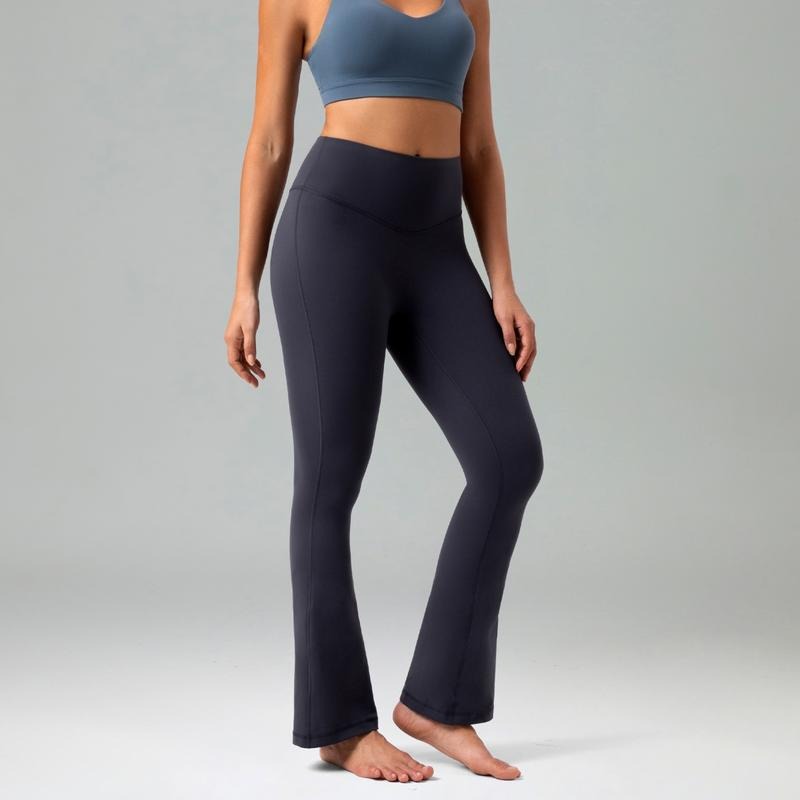 Colorfulkoala Women's No Front Seam 27.5" Mini Flare Pants High-Waisted Seamless Front Dreamlux Fabric Yoga Casual Wear