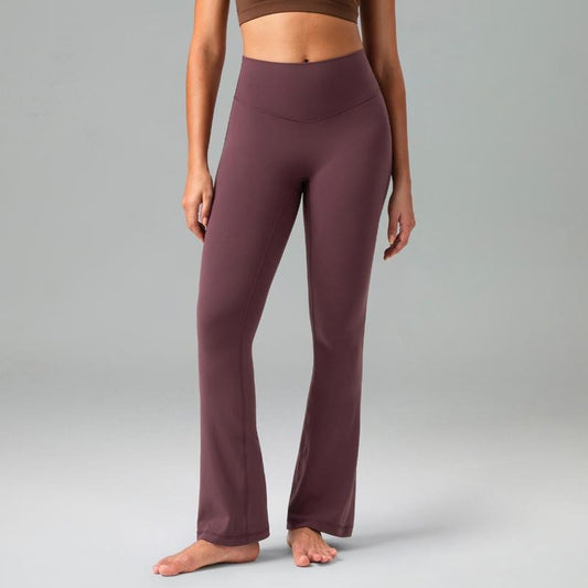 Colorfulkoala Women's No Front Seam 29.5" High-Waisted Mini Flare Leggings Seamless Front Pants Dreamlux Fabric Yoga Casual Wear