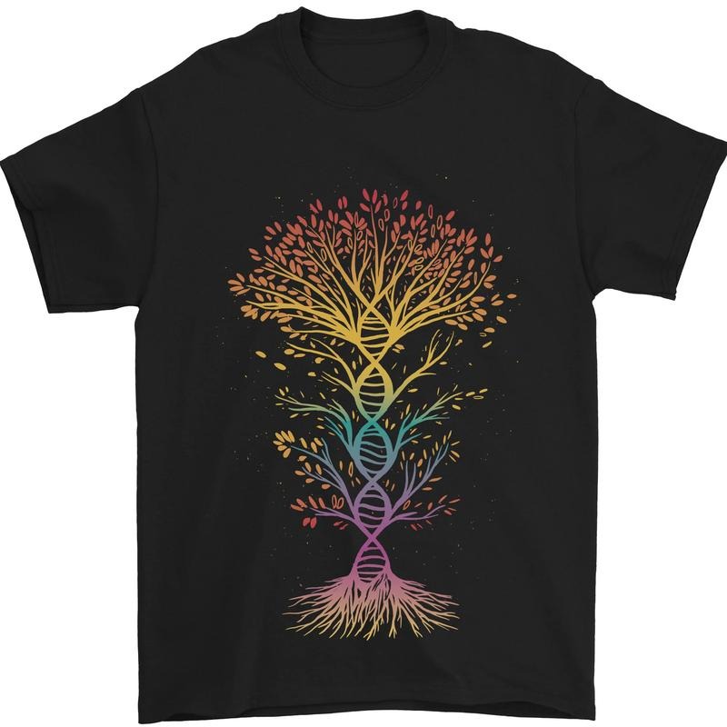 Colourful DNA Tree Biology Science Mens T-Shirt Cotton Made in USA Hoodie, Sweatshirt | DripVista.com