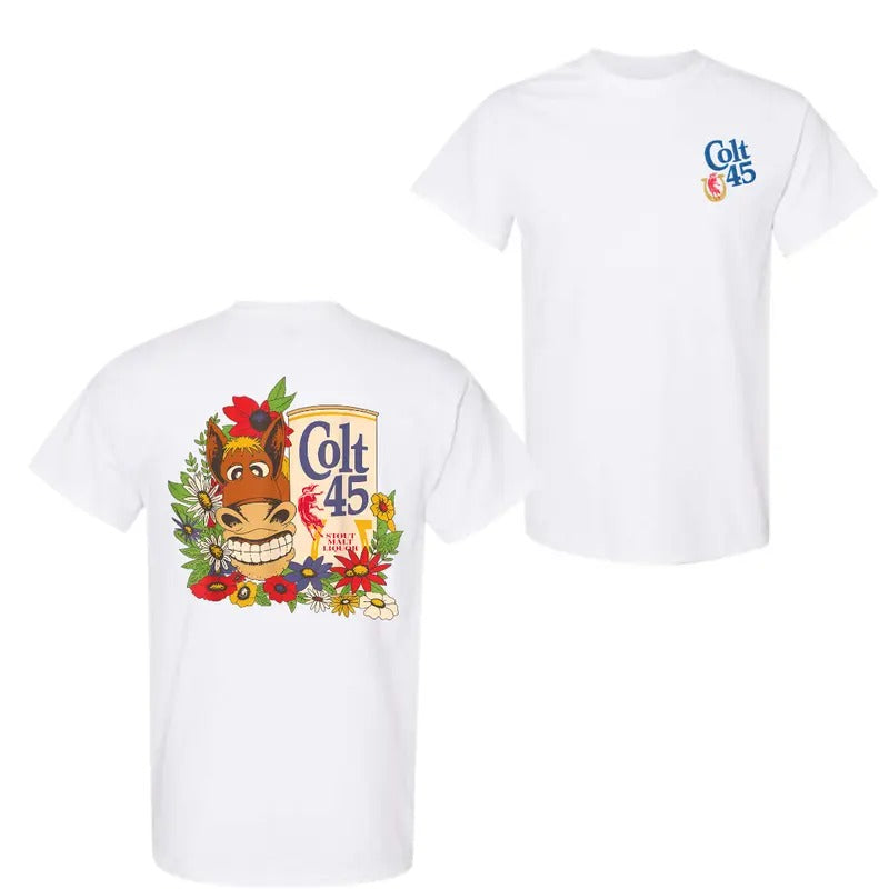 Colt 45 Classic Floral Donkey 2 Sided T-Shirt, For Men And Women, Trendy Shirt. Hoodie, Sweatshirt | DripVista.com
