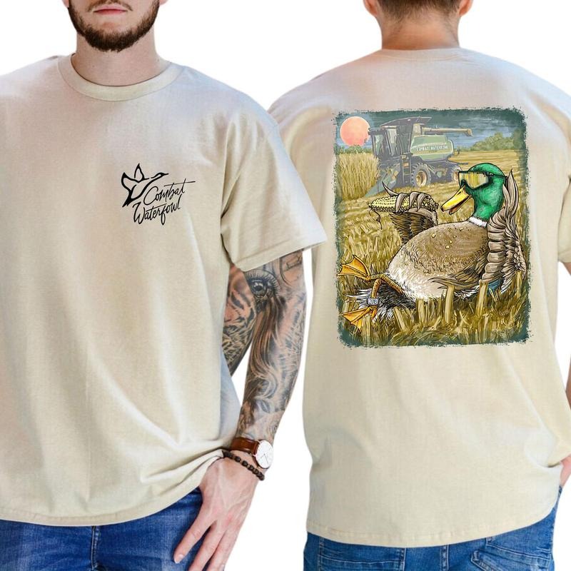 Combat Waterfowl Shirt Relaxed Duck With Corn Field T-shirt Soft Fabric Short Sleeve Shirt Hoodie, Sweatshirt | DripVista.com