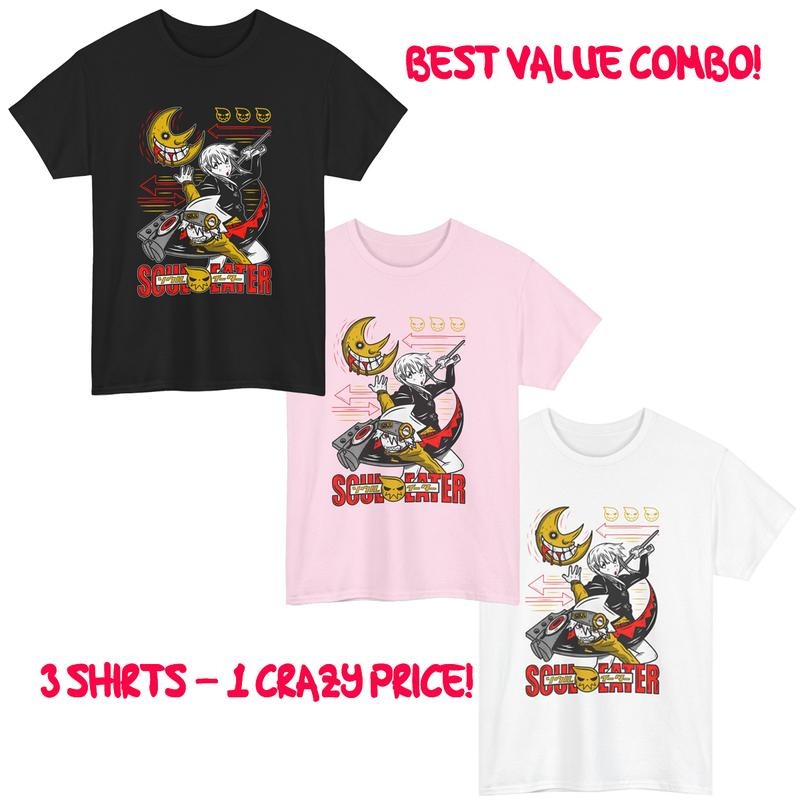 Combo 3 Colors Soul Eater Maka Death the Kid  Anime Unisex T-Shirt Tee ALL SIZES
